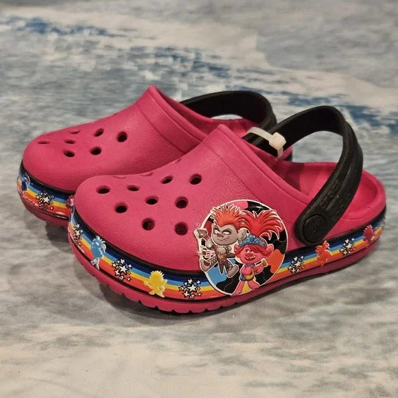 Crocs Trolls‎ Toddler Size 7 Pink Clogs Slip On Kids Shoes