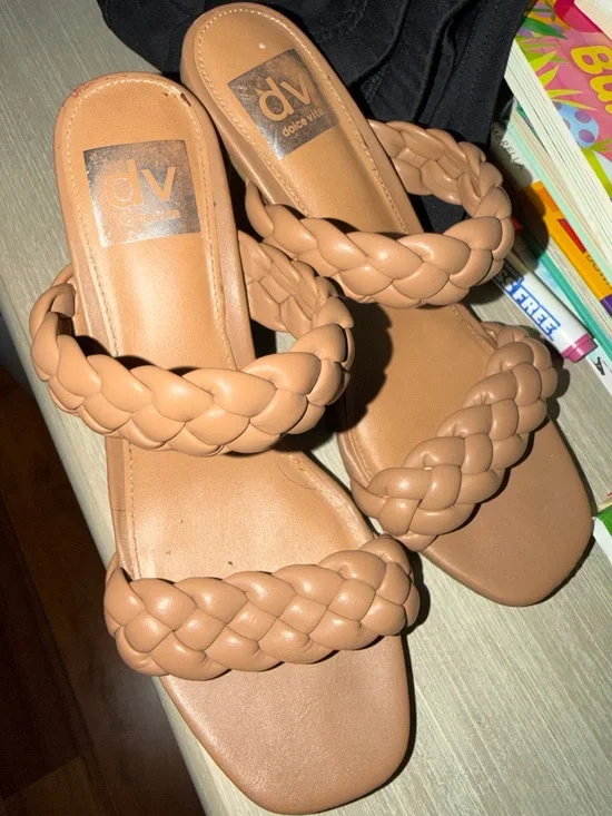 DV by Dolce Vita Braided Double-Strap Slide Sandals in Tan