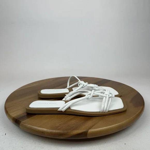 New NWOB Womens Azalea Wang Stetson White Casual Leather‎ Slides Sandals Size 11