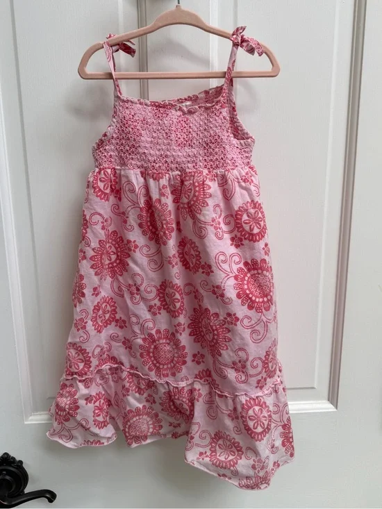 NWOT Old Navy Girls 5T Pink Floral Tie-Strap Sundress Sleeveless Dress