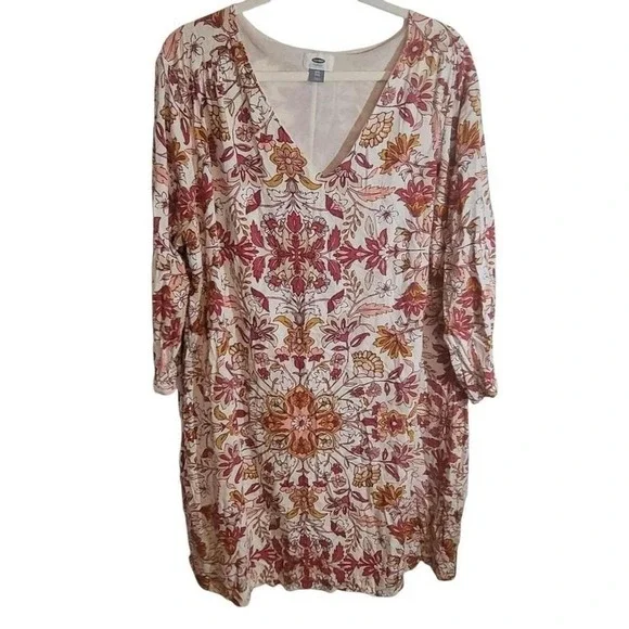 Old Navy Floral Midi Dress - Red‎ and Orange