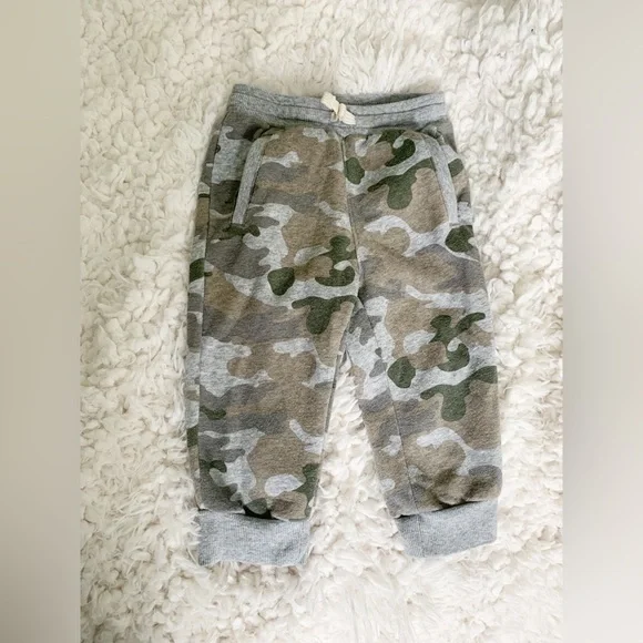 Baby Boys Old Navy Green Gray Camo Army Drawstring Jogger Sweatpants 18-24 M