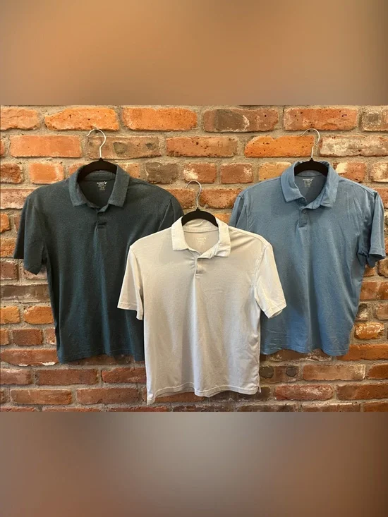 Old Navy Boys Polo Trio in Dark Gray, White, and Blue