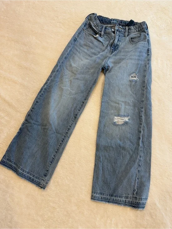 Old Navy Girls High Rise Relaxed Baggy Wide-Leg Jeans - Light Blue