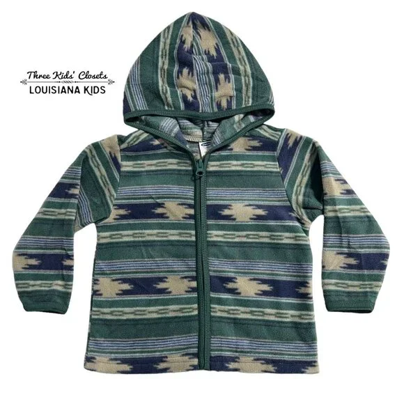 Old Navy 12-18m Green Aztec Print Fleece Hoodie
