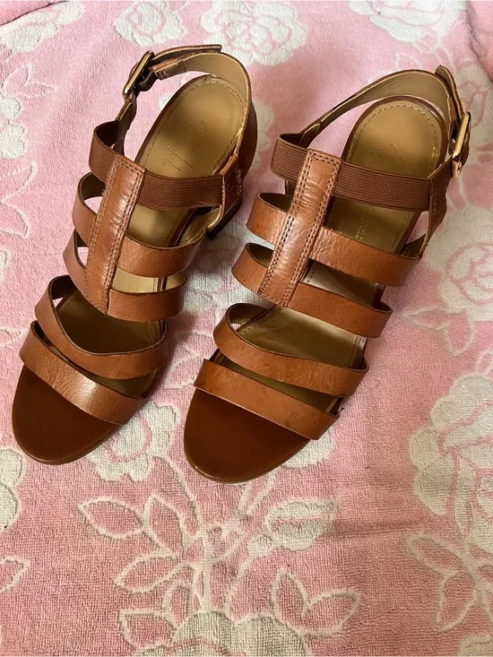 Franco Sarto Tan Multi-Strap Leather Sandals