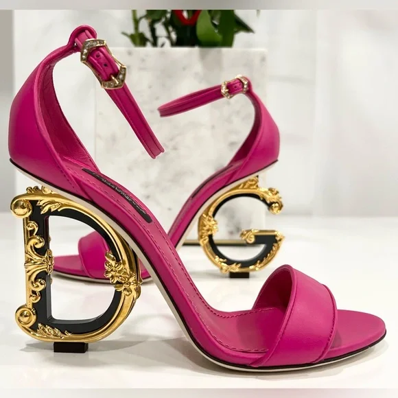 Dolce and Gabbana Nappa Sandals With Baroque DG Heeled sandals