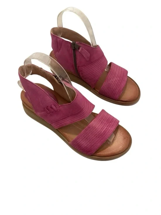 Miz Mooz Cece leather wedge sandals in fuchsia size 38 US 7.5-8