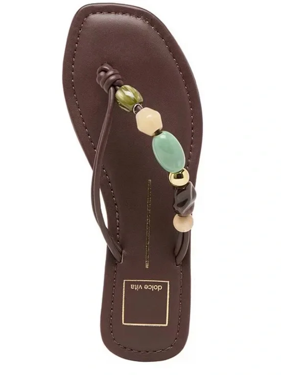From Dolce Vita, the Cely Leather Bead Embellished Thong Sandals