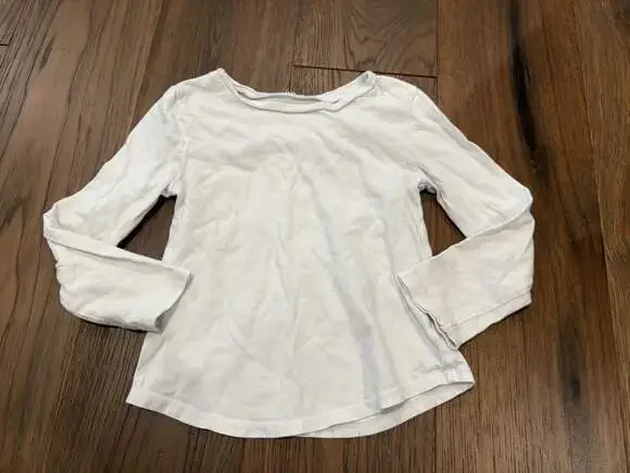 Old Navy Toddler Girls Long Sleeve White Basic T-Shirt