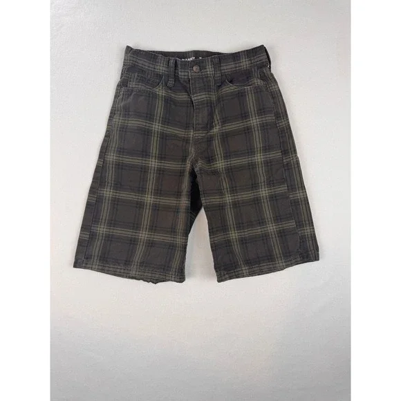 Old Navy Super Baggy Plaid Shorts Boys Size 12 Brown Cotton Casual
