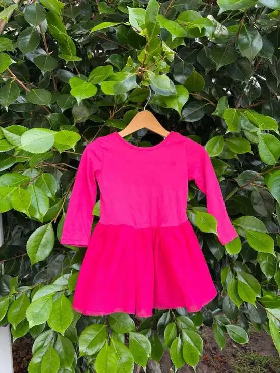Old Navy Baby Girls Long Sleeve Tulle Skirt Dress, Hot Pink