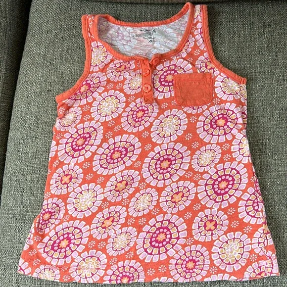 Old navy Girls Orange Pink Mandala Design 100% cotton Tank Top Size 8