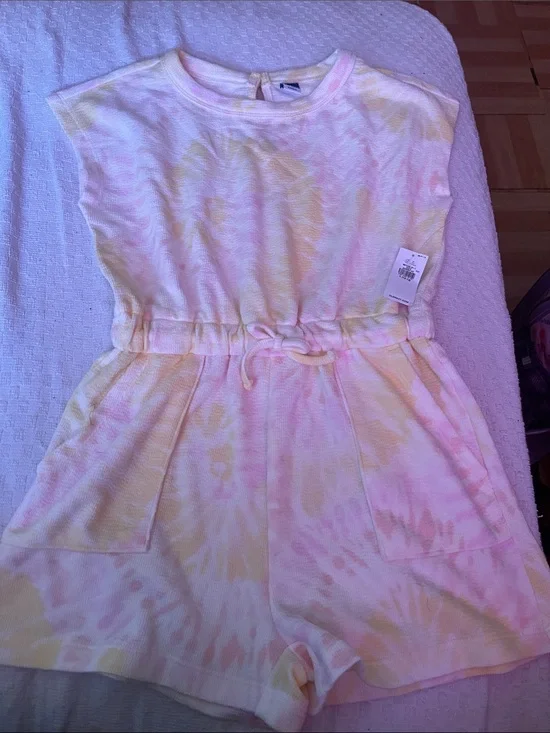 Old Navy Girls Tie-Dye Pastel Romper - Pink & Yellow
