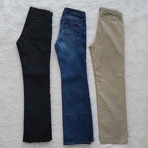 Old Navy Pants Bundle 3 Pairs Beige Chinos, Blue Jean, Black Jean Boys Size 14