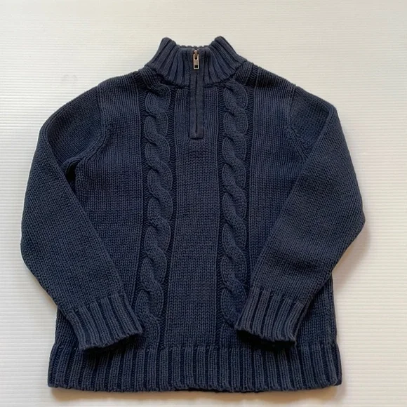 Old Navy 100% cotton.  Navy blue quarter zip sweater.  Boys size 5
