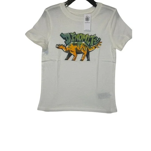 Kids Boys Old Navy White Dinosaur Graphic T-Shirt Size‎ 4T NWT