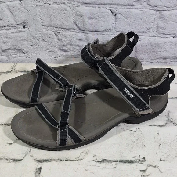 Teva Sandals Womens 9 Verra Sporty Hiking Slingback 1006263 Black Gray Fabric