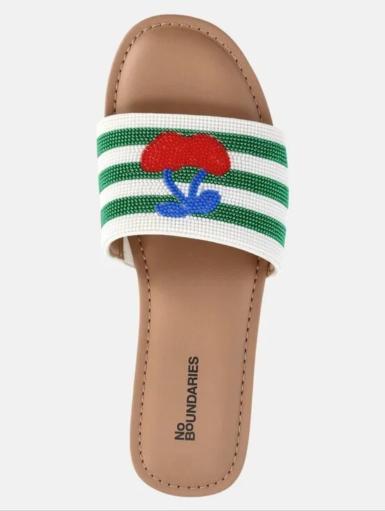 NWT No Boundaries Women's Beaded Slide Sandals