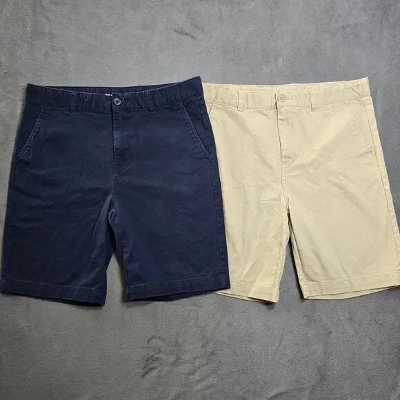 Lot 2 Old Navy Shorts School Uniform Boys Size 14 Plus Built in Flex Khaki  EUC