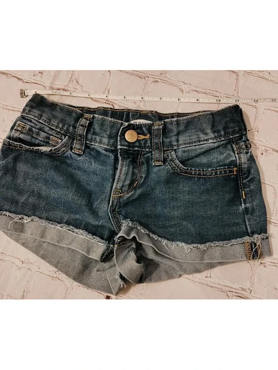 Old Navy Girls Denim Cutoff Shorts Blue Jean Frayed Cuffed Hem Size 10