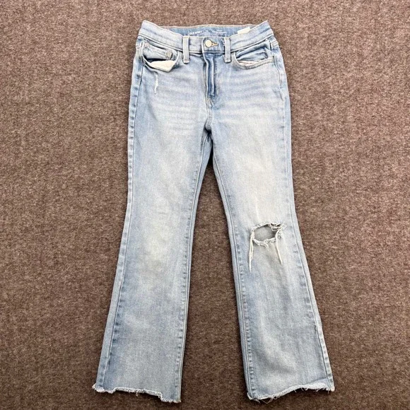 Old‎ Navy Girls High Rise Slouchy Flare boot Distressed Light Wash Jeans Size 12