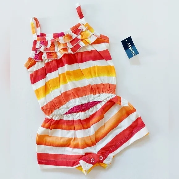 NWT Orange & Red stripe Summer Romper size 3-6 months Old Navy 