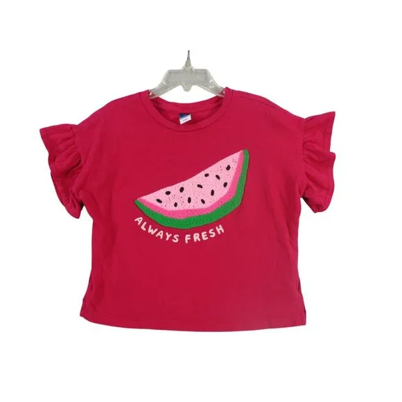 Old Navy Girls Pink‎ Ruffle Sleeve T-Shirt With Watermelon Print - Size 5T
