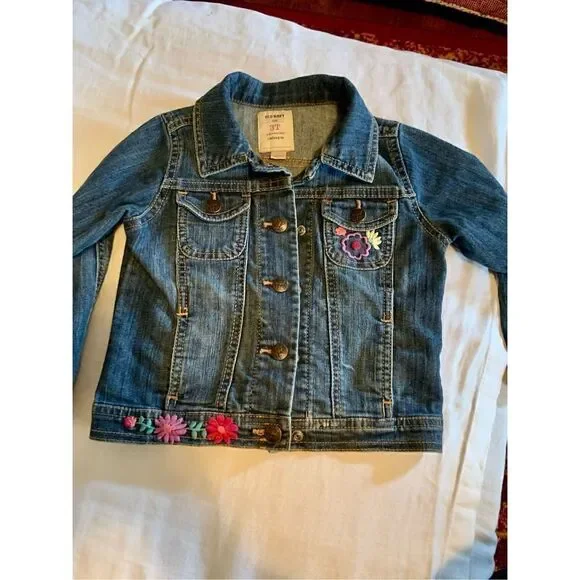 Old Navy Snap Embroidered Jean Jacket