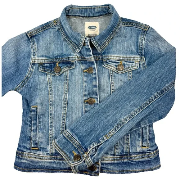 Old Navy Girls‎ Denim Jean Jacket Medium Wash Classic Trucker Style Size M (8)