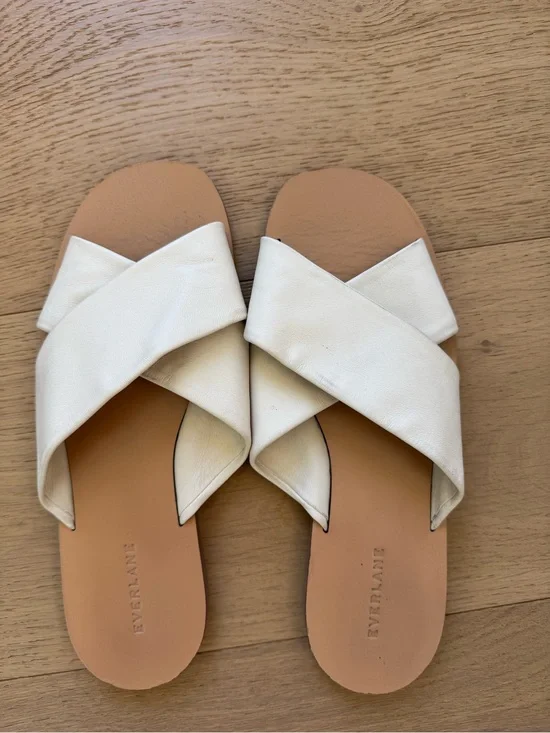 Everlane Cream Crisscross Slide Sandals