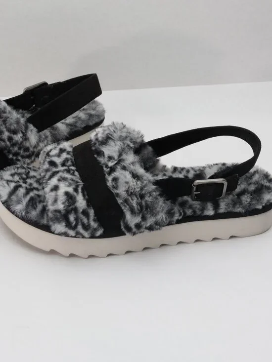 Koolaburra By UGG Fuzzed Out Cheetah Women's Size 9 Black White Slide Sand