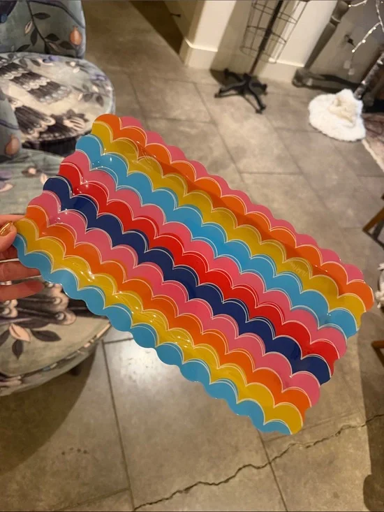 Packed Party Colorful Scalloped Rainbow Serving Tray
