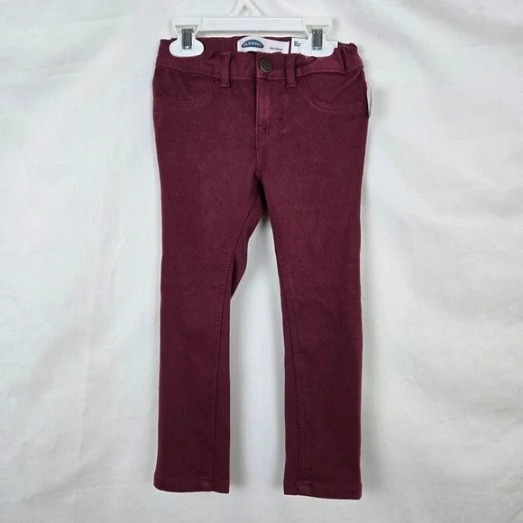 Old Navy Girls Ballerina Burgundy Adjustable Waist Super Stretch Jeggings 4t NEW