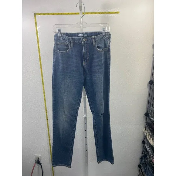 Old Navy Boys Skinny Jeans Blue Built-In Tough Flex Distressed Denim Size 14