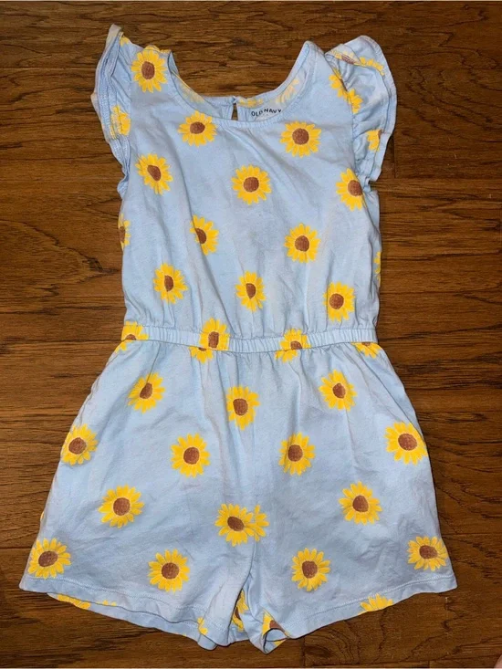 Old Navy Light Blue Sunflower-Print Romper