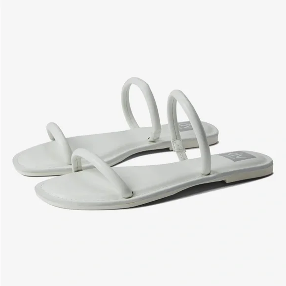 Dolce Vita White Minimalist Double-Strap Flat Sandals