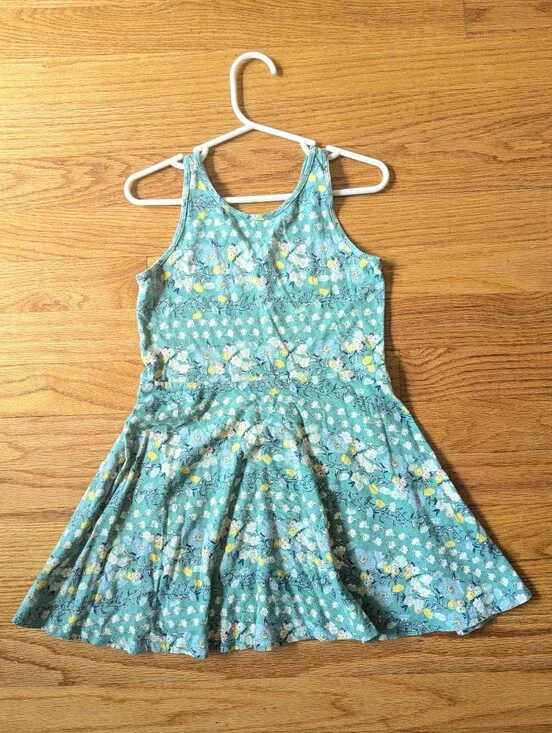 Old Navy Teal Floral Tank Dress for Girls, XS