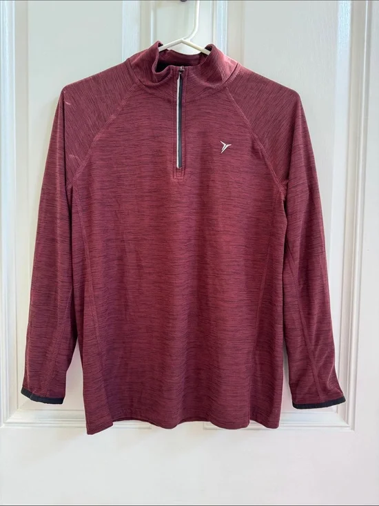 Old Navy Active Boys Burgundy Heathered 1/4 Zip Pullover XL