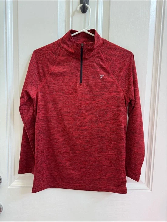 Old Navy Active Heathered Red 1/4 Zip Pullover Top XL