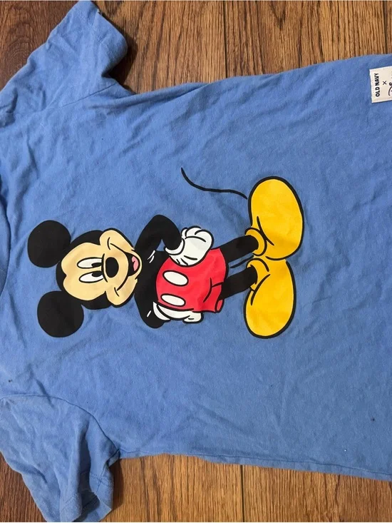 Kids Old Navy Blue Mickey Mouse Graphic Tee with Yellow Shoes