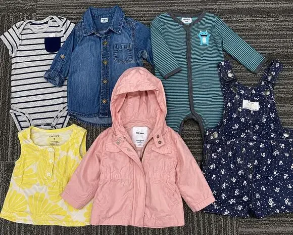 6 Piece Baby Clothing Bundle 9 Months Old Navy Carter’s Jacket Overalls Pajamas