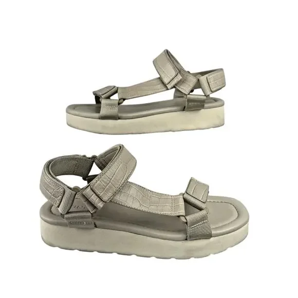 Vince Womens Carver Flatform Sport‎ Sandal Size 7 Taupe Beige Gray Leather