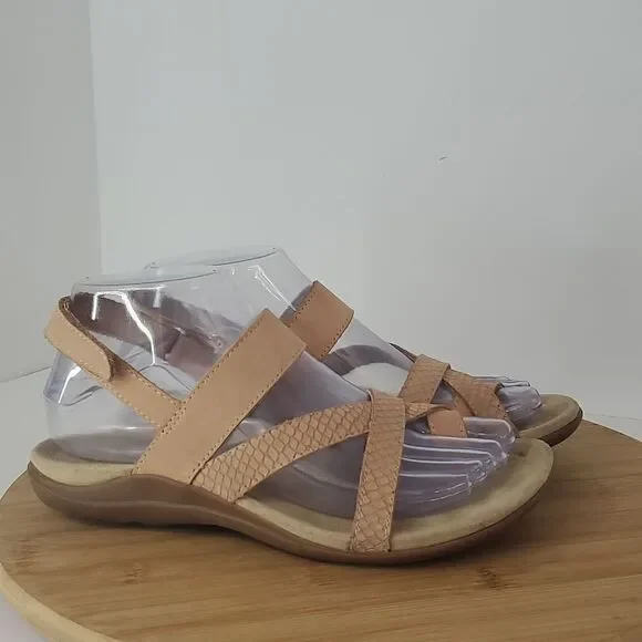 ABEO Barnett Women's Orthotic Sandal Neutral Tan Embossed Nubuck Size 6