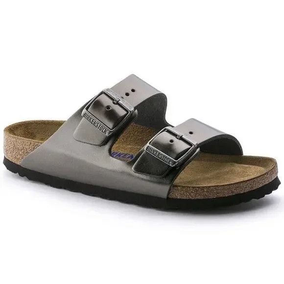 Birkenstock Women’s Size 37 US 6 6.5‎ Leather Sandals Anthracite Metallic Pewter