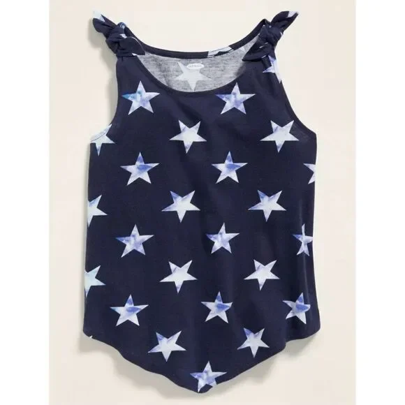 NWT Youth Girls Old Navy Printed Tie-Shoulder Americana Tank Top - Sz M (8)