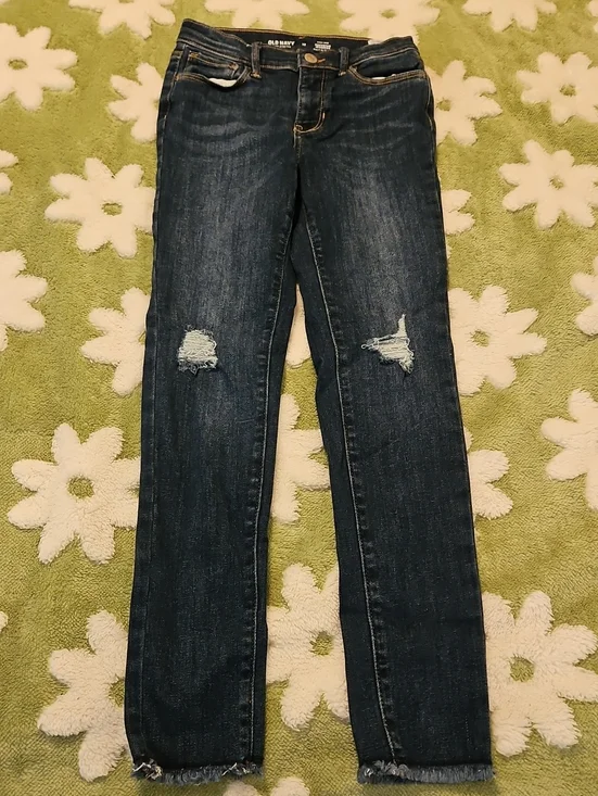 Old Navy Women's Dark Indigo Distressed Skinny Jeans