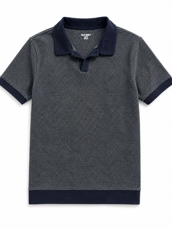 Old Navy Boys Navy and White Micro‑Pattern Polo