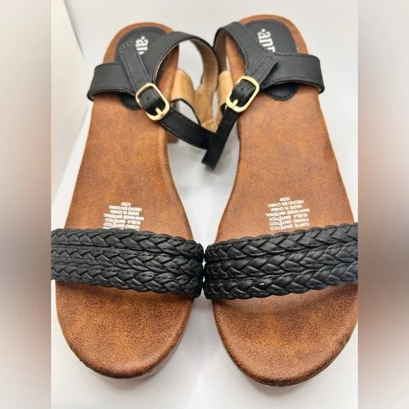 Black Braided Strap Sandals