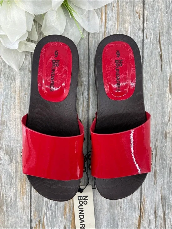 Women’s Sides Wooden Clog Slide Sandals Shoes Size 6